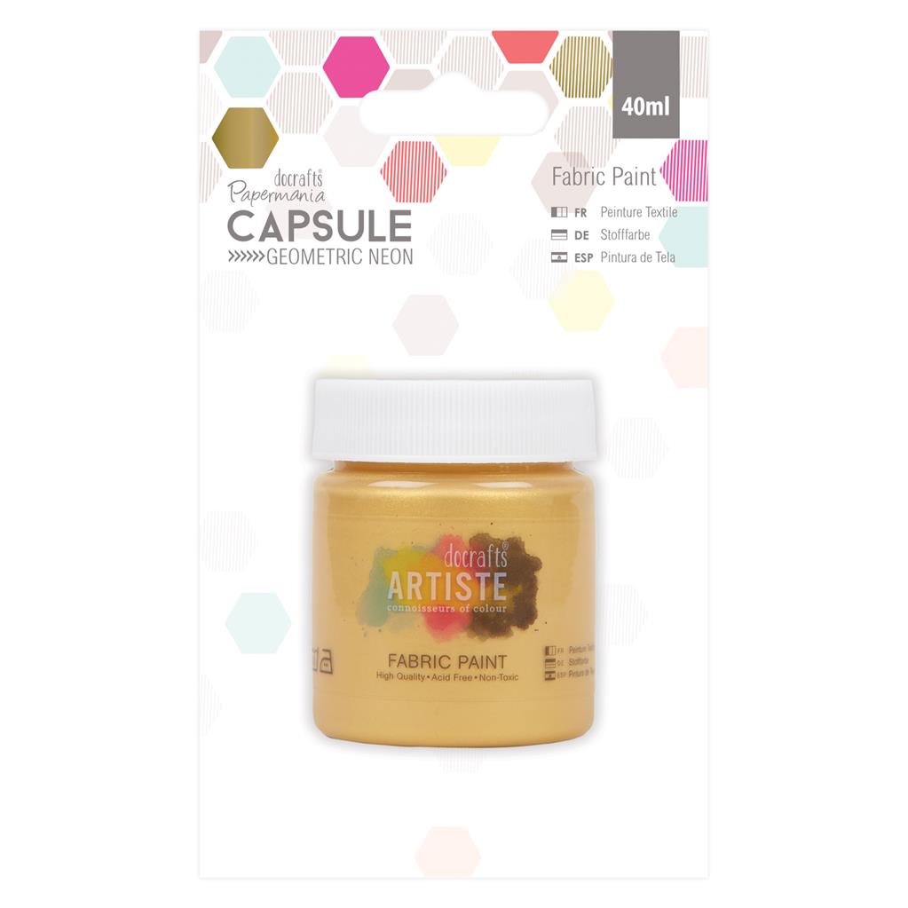 Papermania Capsule Geometric Neon Fabric Paint 40ml Gold