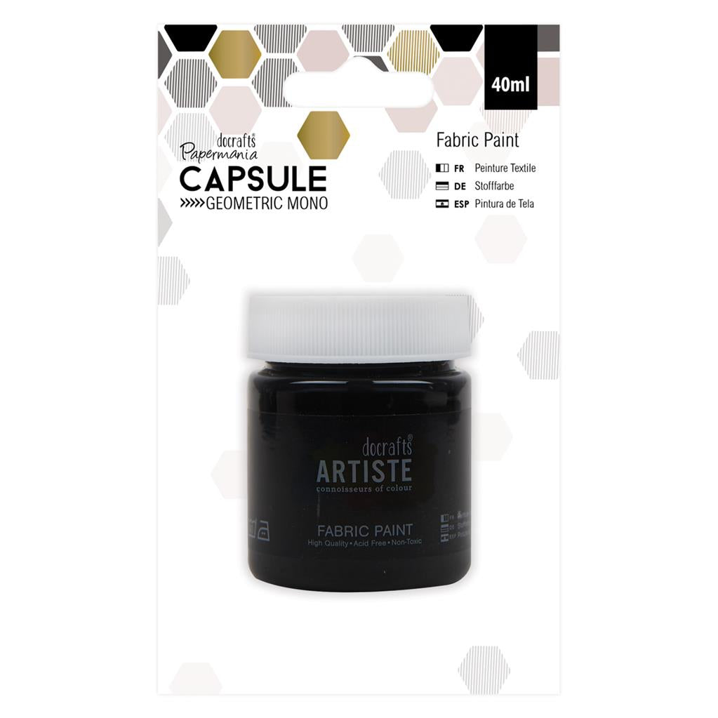 Papermania Capsule Geometric Neon Fabric Paint 40ml Black