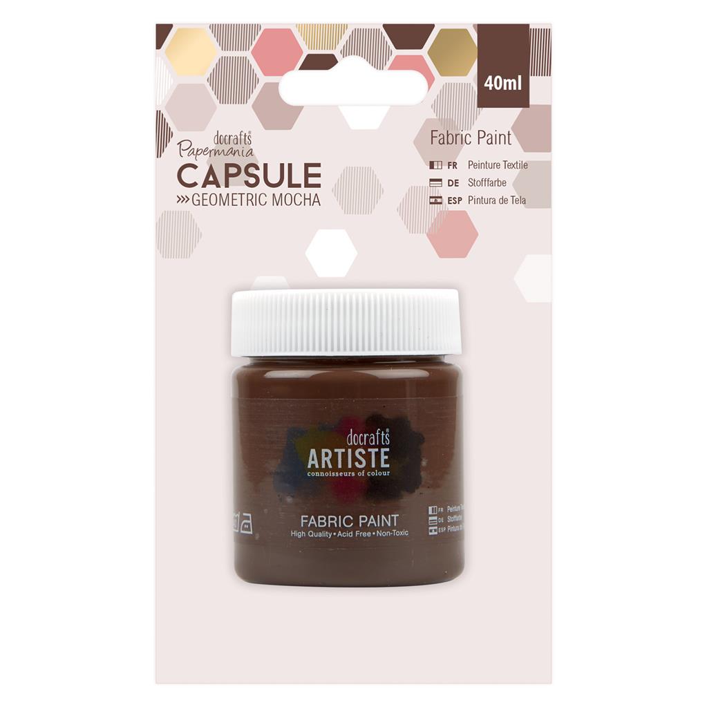 Papermania Capsule Geometric Mocha Fabric Paint 40ml Brown