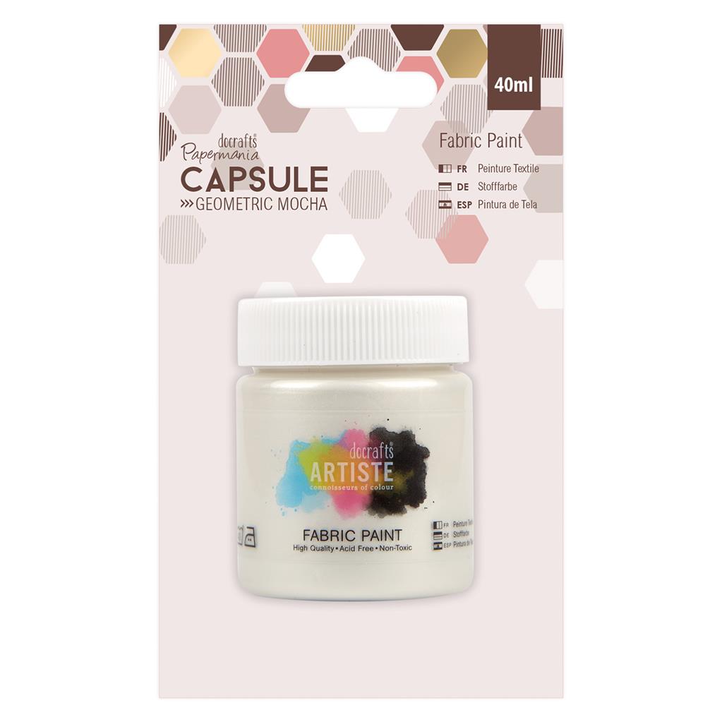 Papermania Capsule Geometric Mocha Fabric Paint 40ml Pearlised White