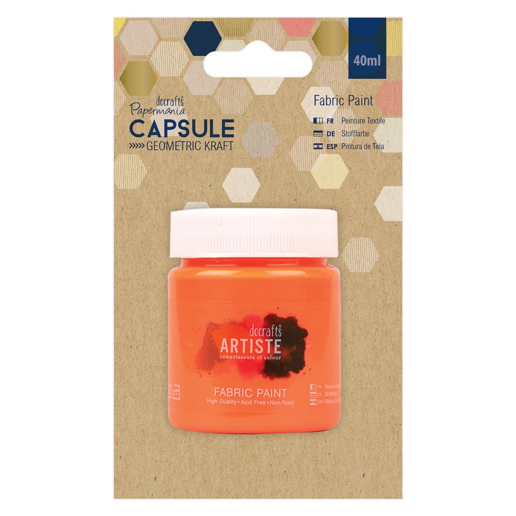 Papermania Capsule Geometric Kraft Fabric Paint 40ml Neon Orange