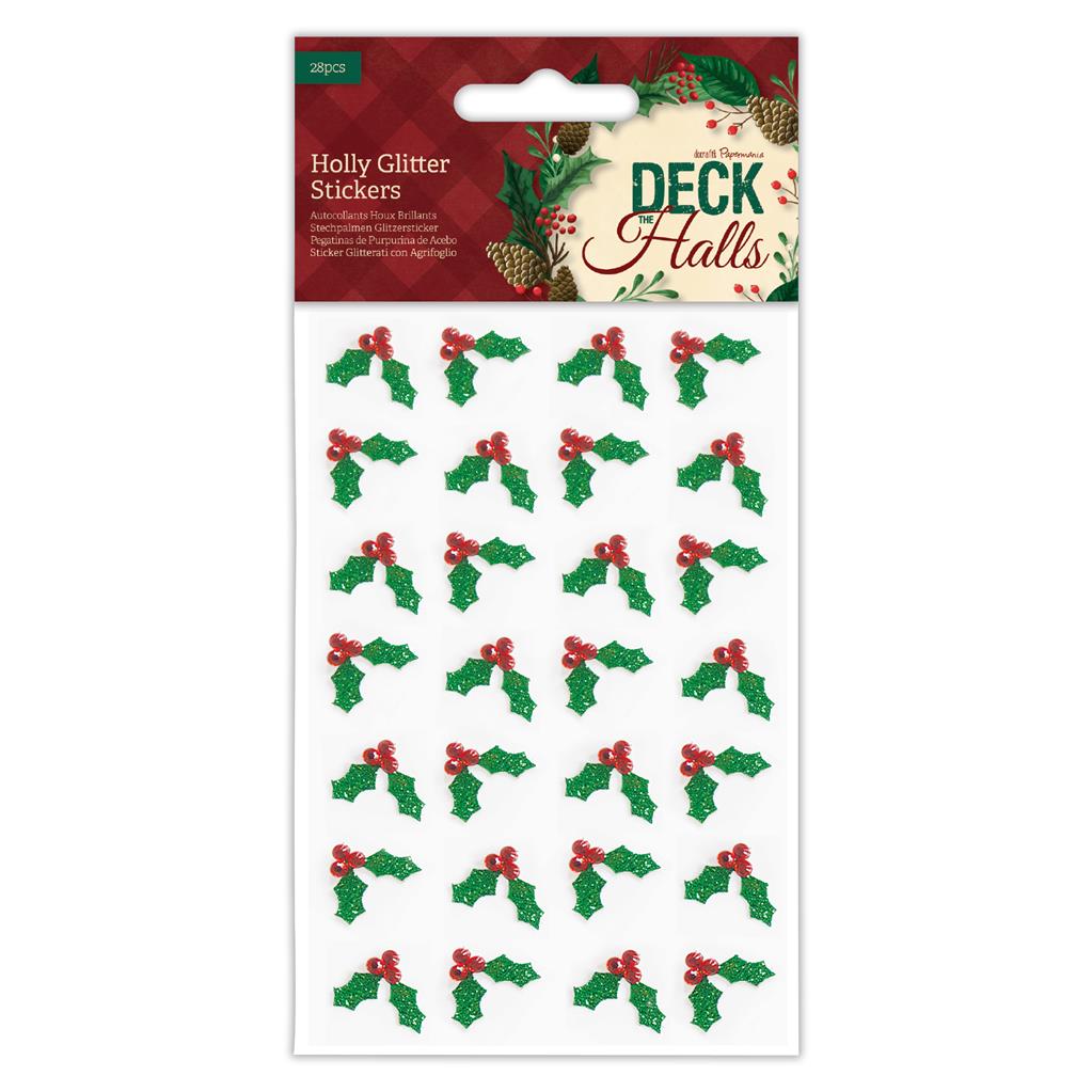 Papermania Deck the Halls Holly Glitter Stickers (28pk)