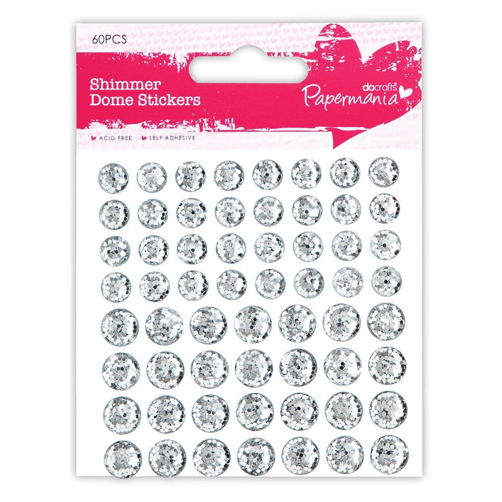 Papermania Shimmer Dome Stickers Silver (60pk)