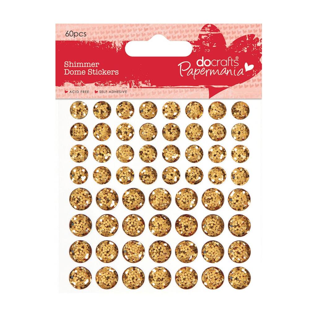 Papermania Shimmer Dome Stickers Gold (60pk)