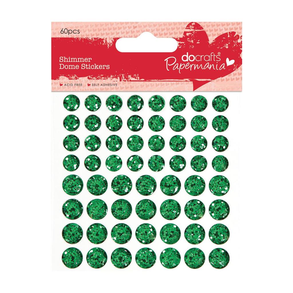 Papermania Shimmer Dome Stickers Green (60pk)