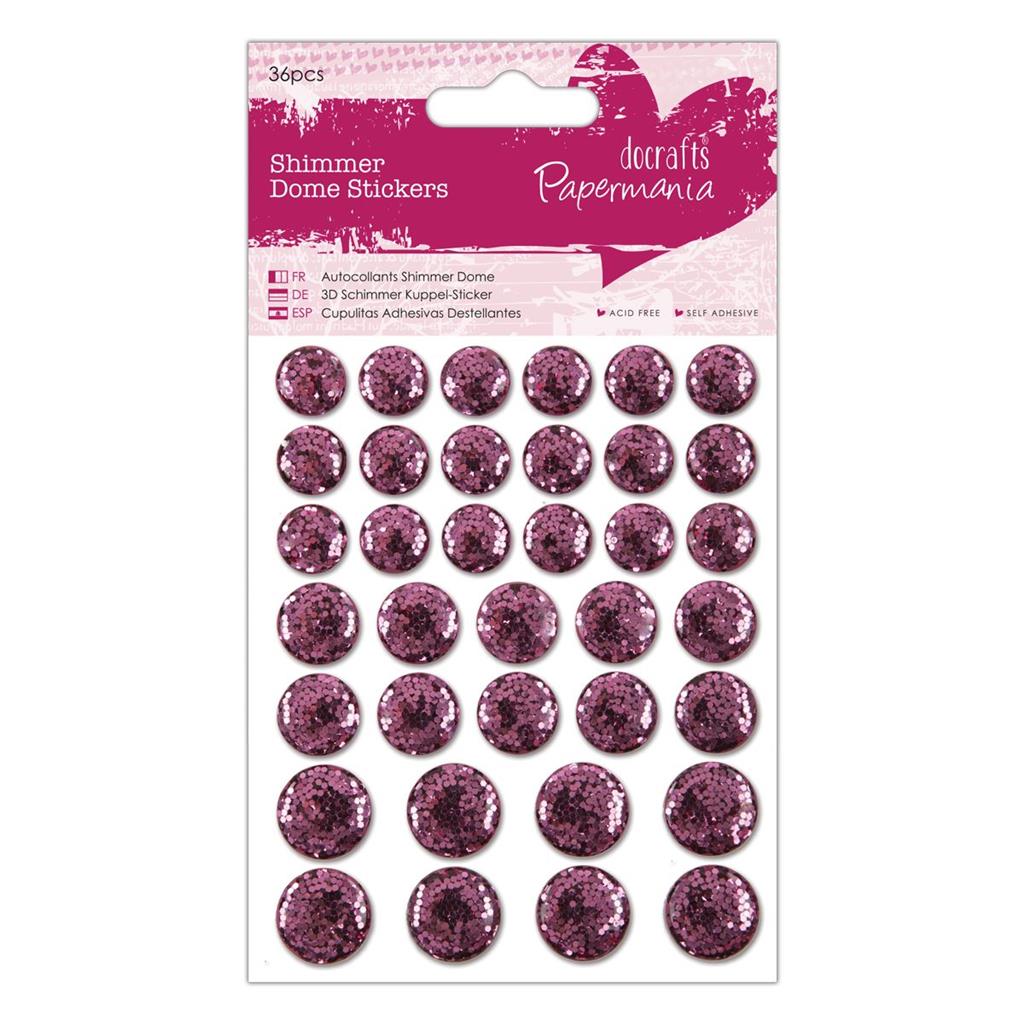 Papermania Shimmer Dome Stickers - Pink (36pk)