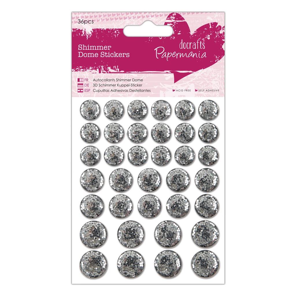 Papermania Shimmer Dome Stickers - Silver (36pk)