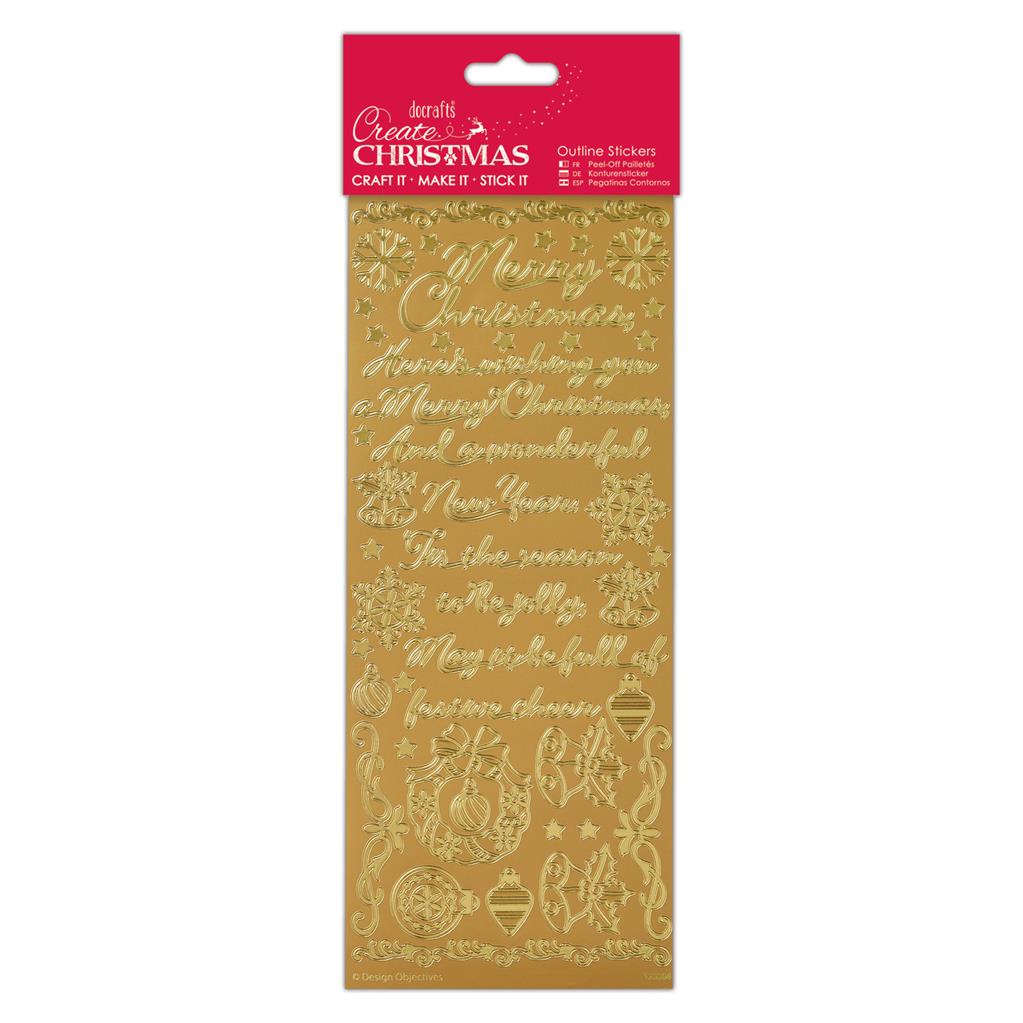 Create Christmas Outline Stickers - Traditional Xmas Verses Gold