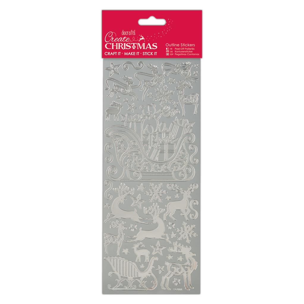 Create Christmas Outline Stickers - Sleigh Ride Silver