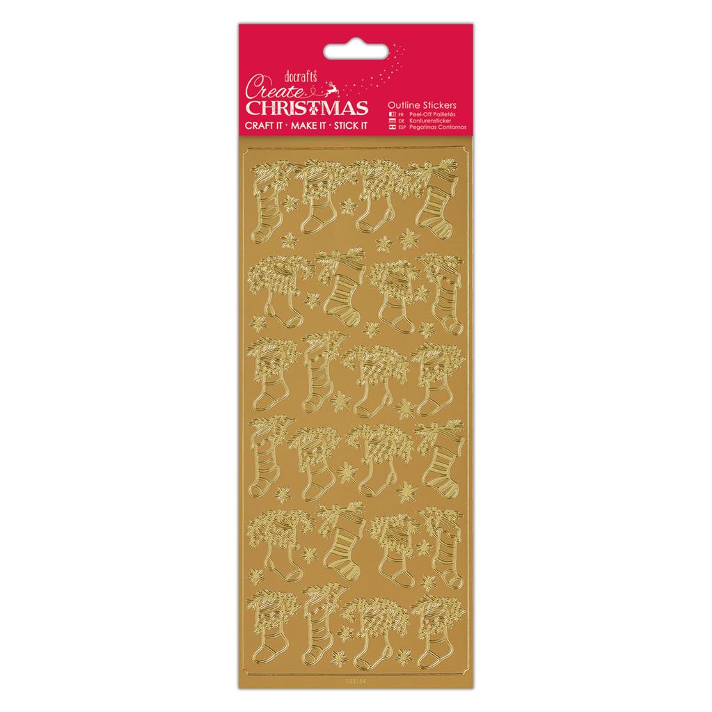 Create Christmas Outline Stickers - Stockings Gold