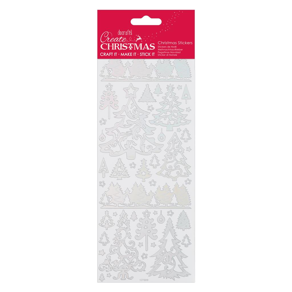 Create Christmas Rainbow Outline Stickers - Trees