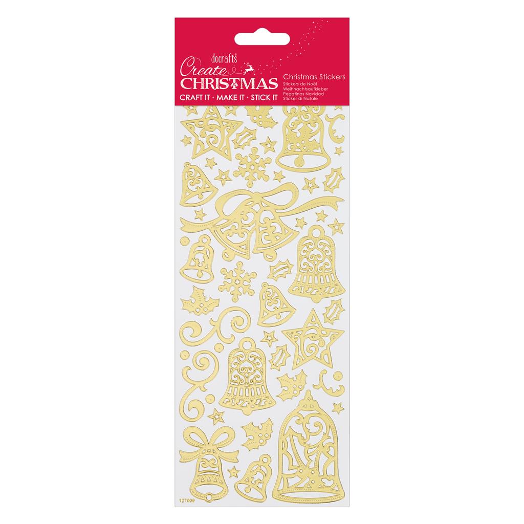 Create Christmas Stickers - Bells Gold