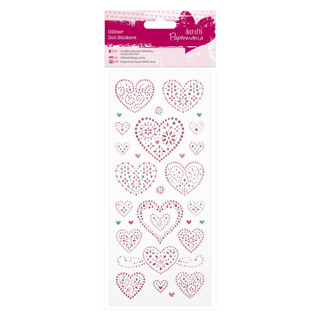 Papermania Glitter Dot Stickers - Love Hearts