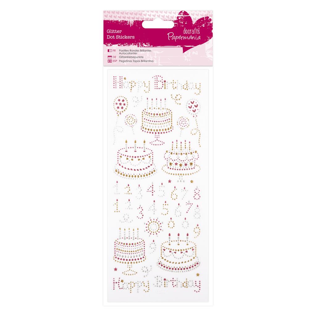 Papermania Glitter Dot Stickers - Happy Birthday