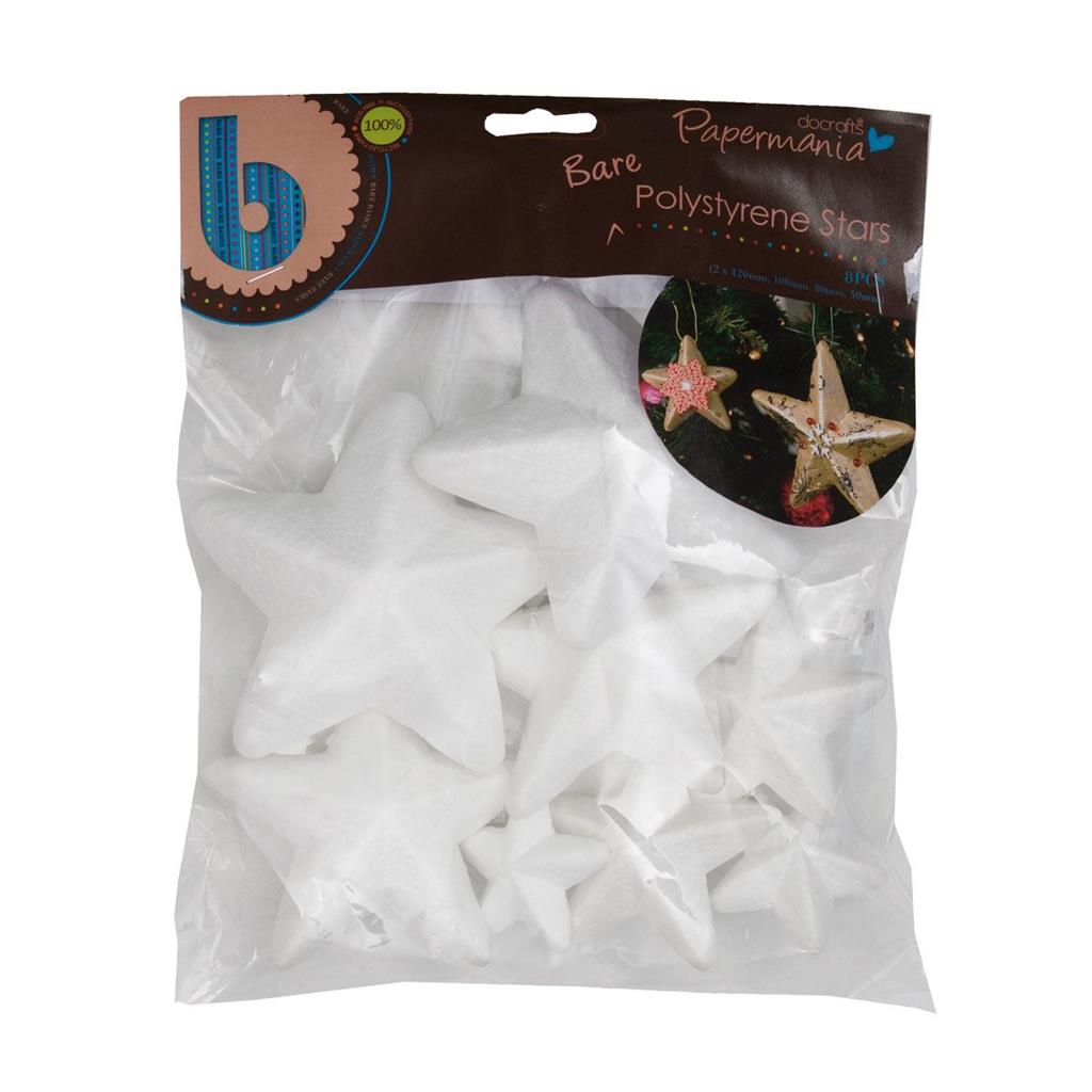 Papermania Polystyrene Stars Assorted Sizes (8pc)