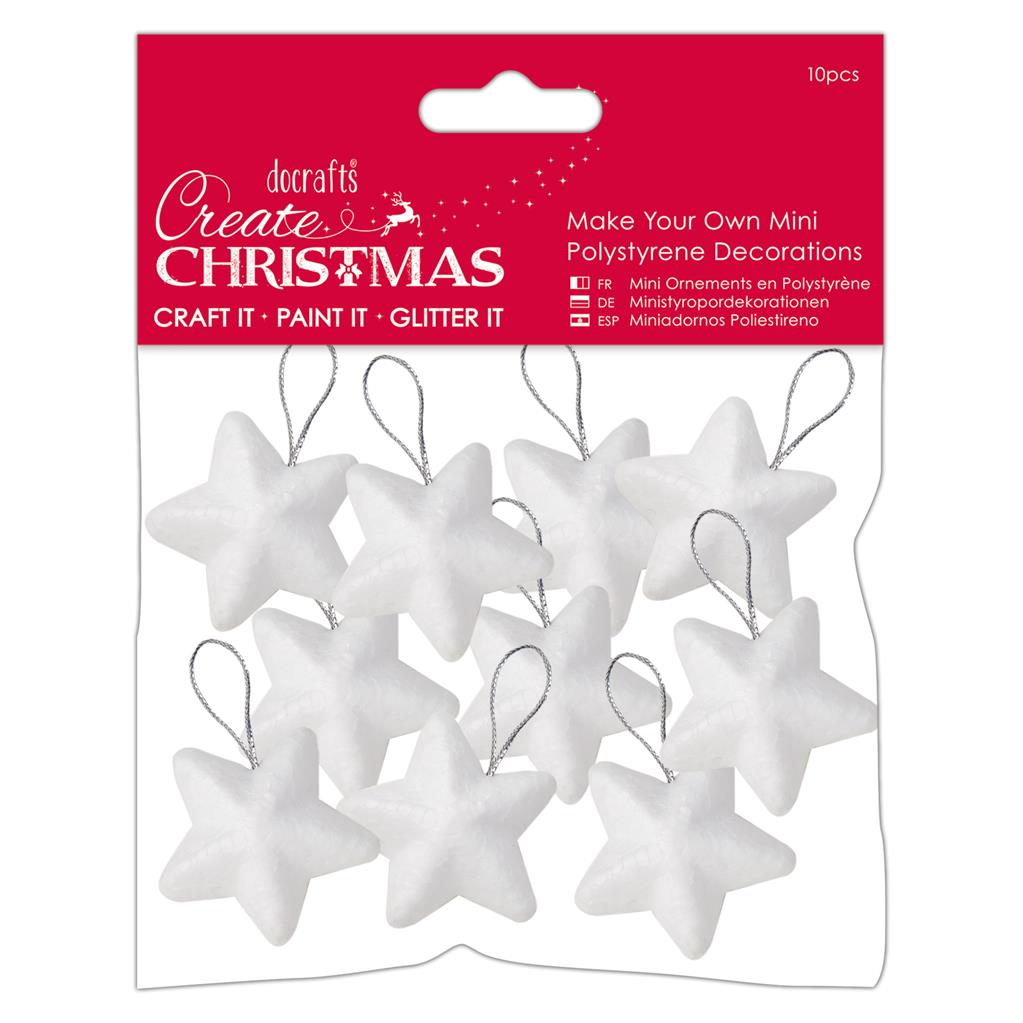 Create Christmas Make Your Own Polystyrene Decorations - Mini Stars (10pk)