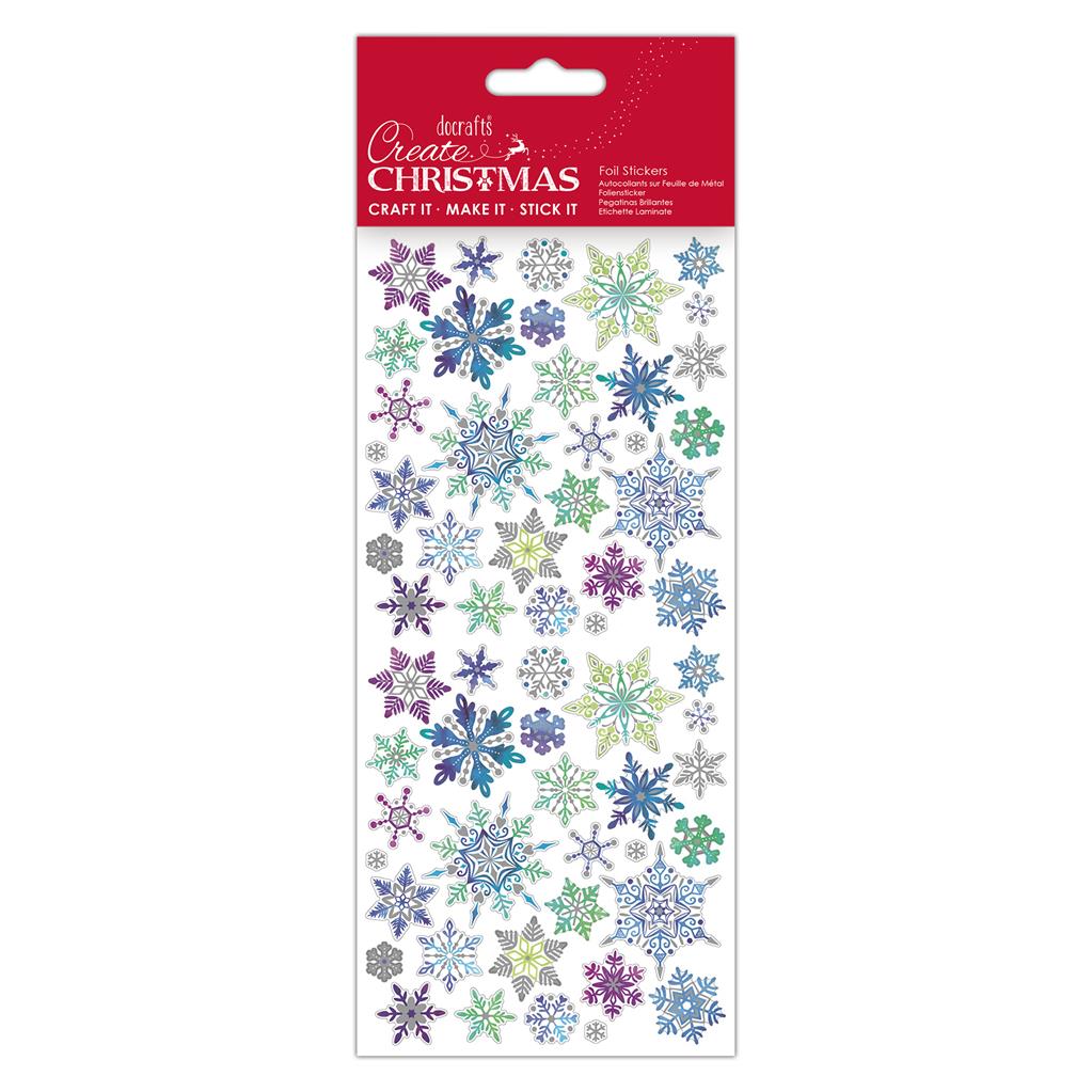 Create Christmas Foil Stickers - Blue Snowflakes