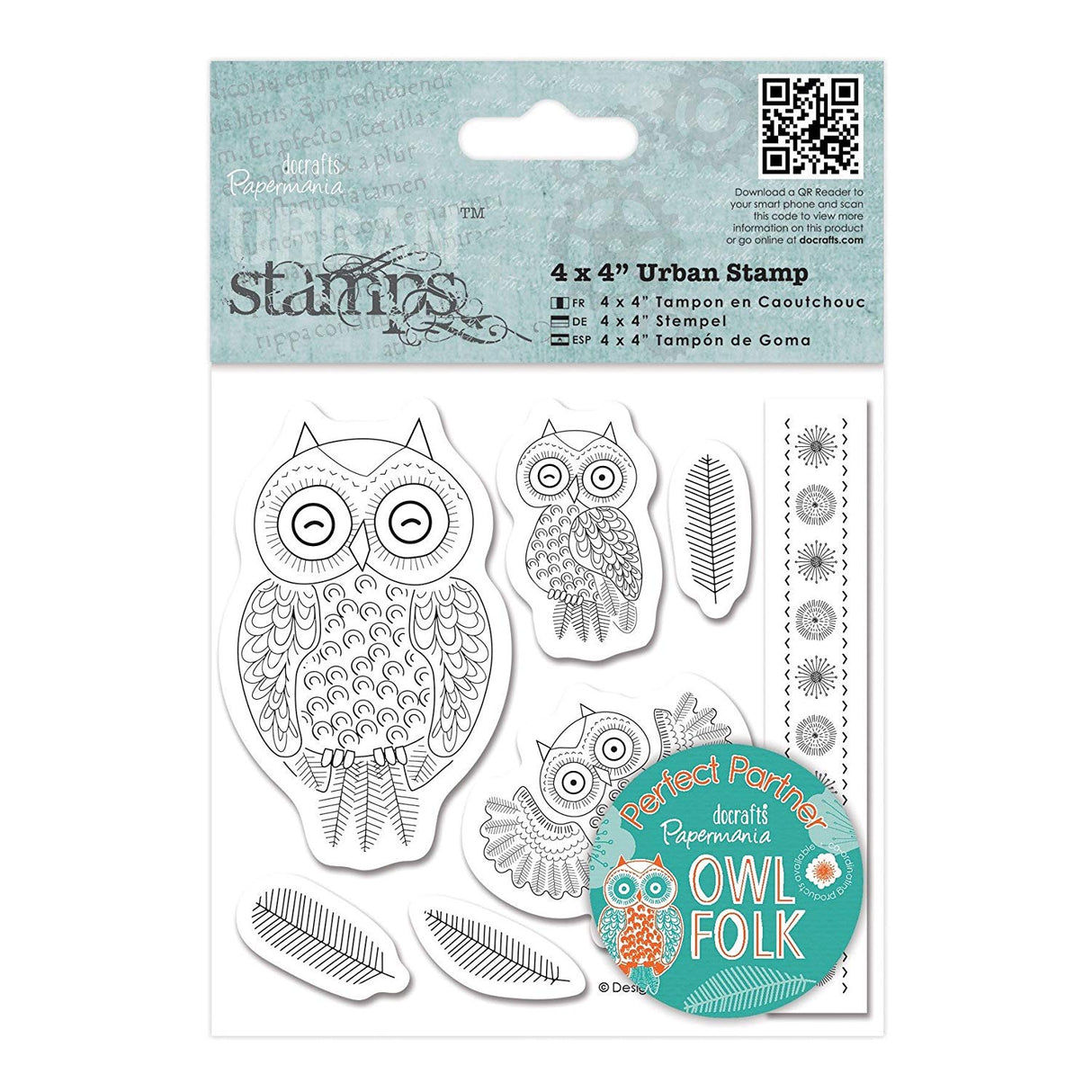 Papermania 4" x 4" Urban Stamp - Owl Folk - Characters