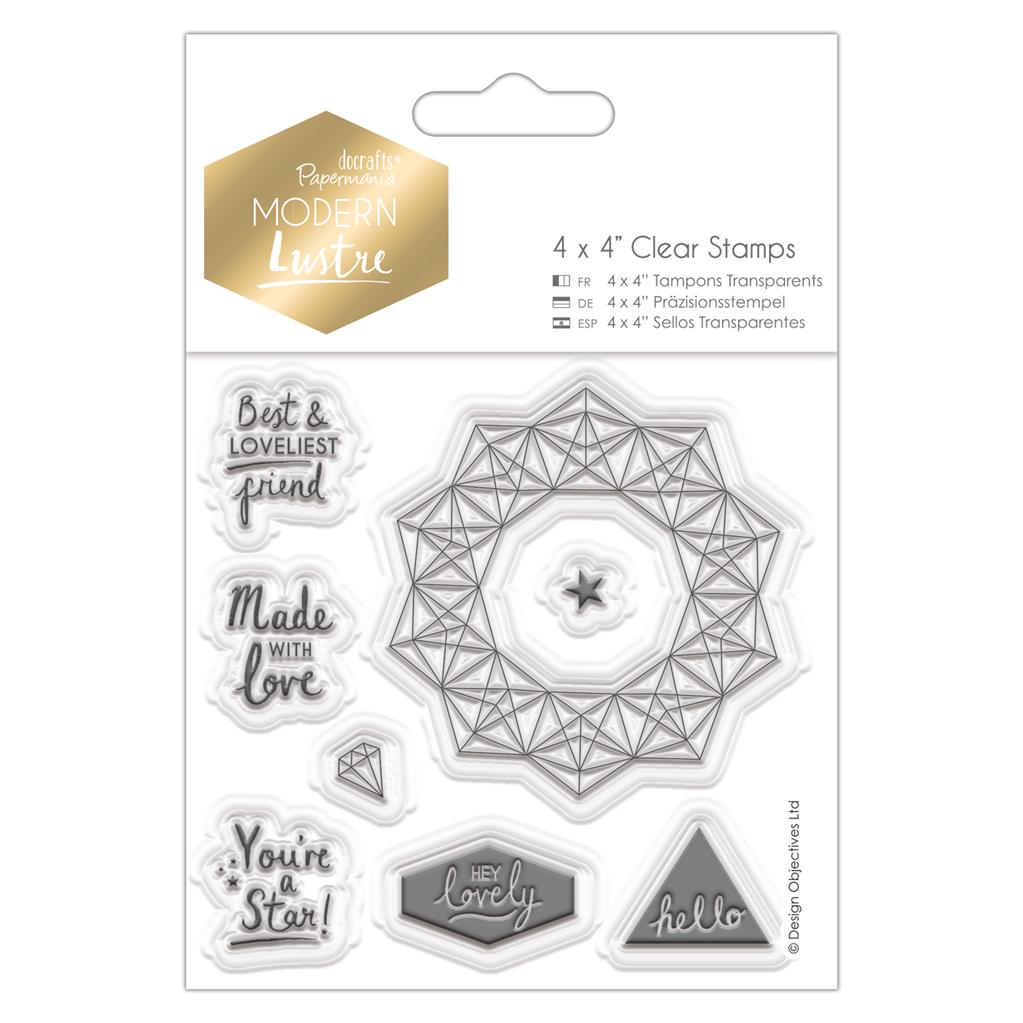 Papermania 4" x 4" Clear Stamp - Modern Lustre - Sentiments