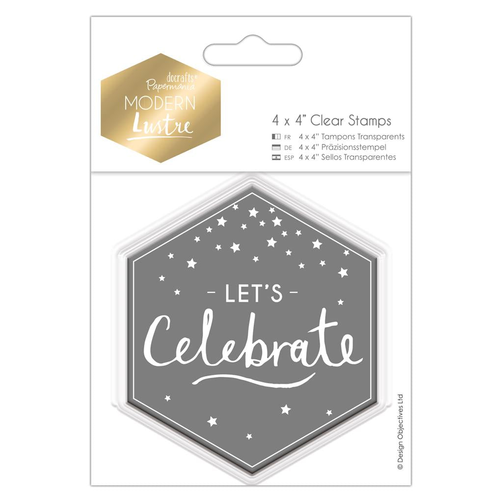 Papermania 4" x 4" Clear Stamp - Modern Lustre - Lets Celebrate