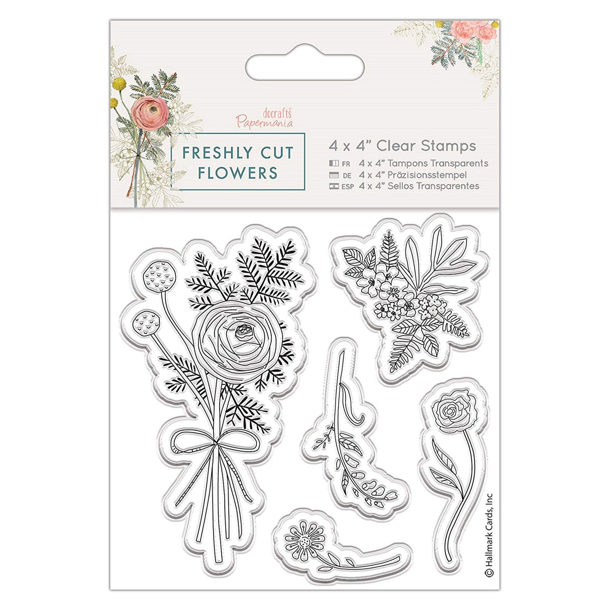 Papermania 4" x 4" Clear Stamp - Freshly Cut Flowers - Posey