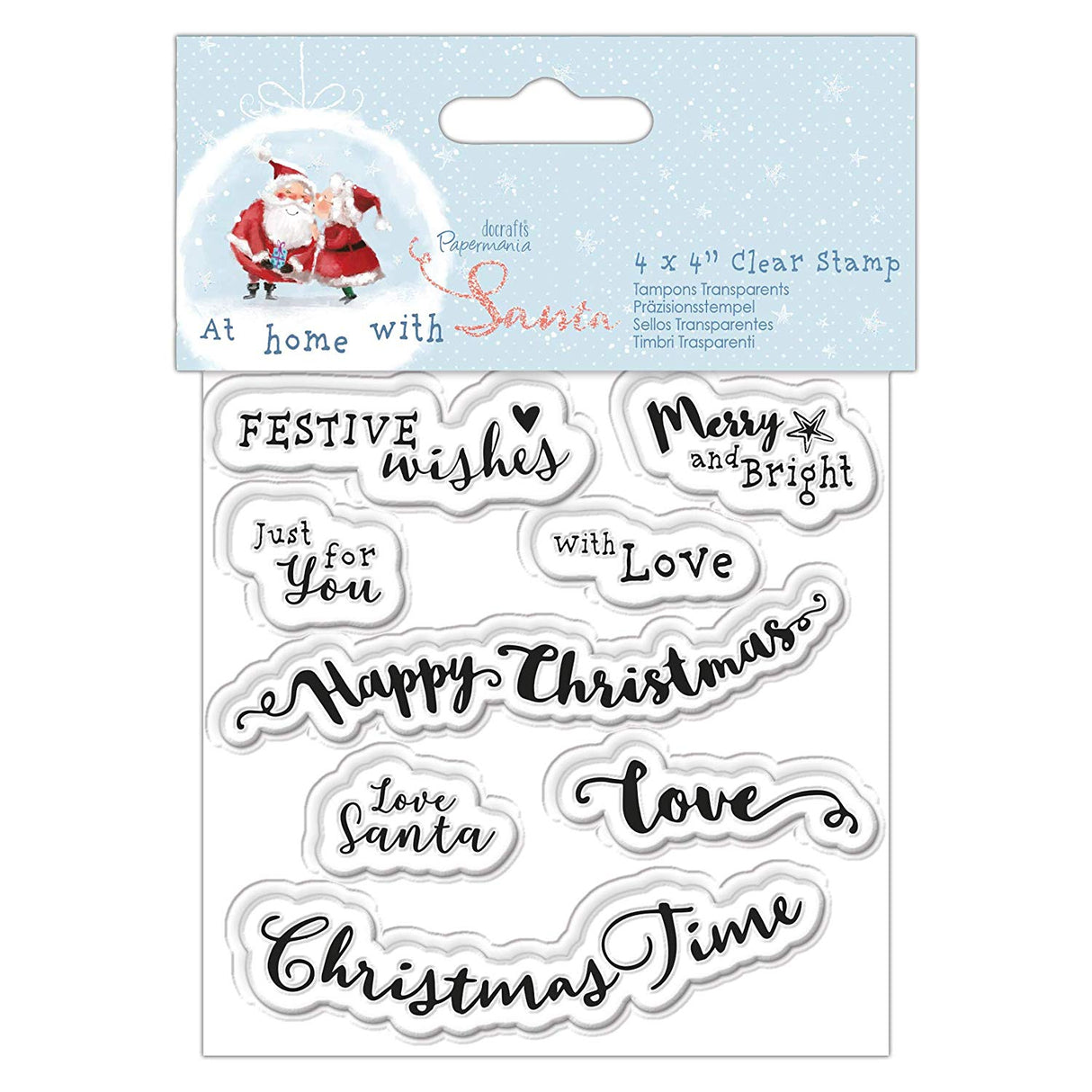 Papermania 4" x 4" Clear Stamp - At Home with Santa - Sentiments