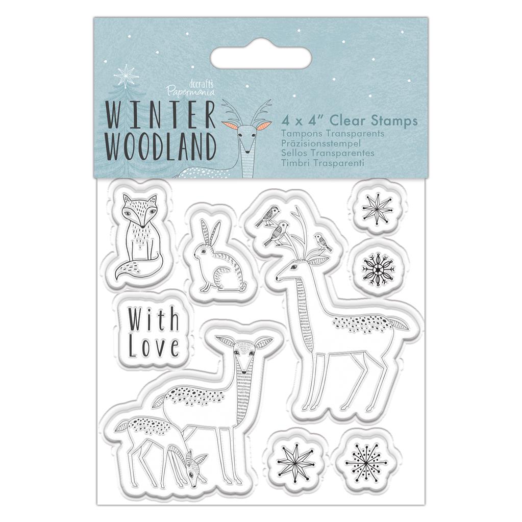 Papermania 4" x 4" Clear Stamp - Winter Woodland - Animals