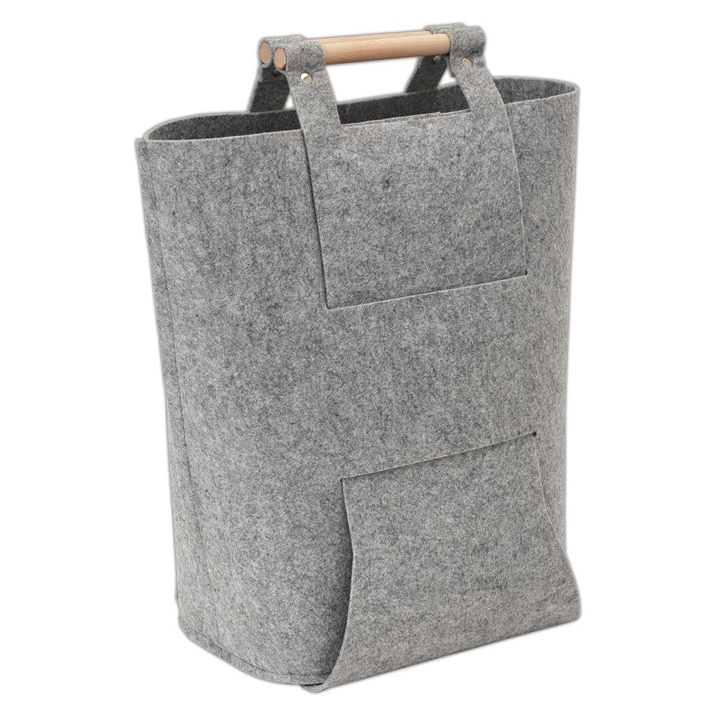 Papermania Felt Craft Bag Grey with Wooden Handles