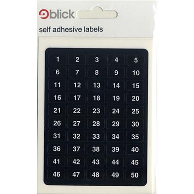 Blick Self Adhesive Labels Numbered 1-500 White on Black