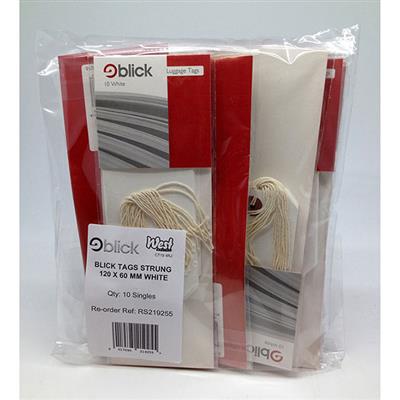 Blick Luggage Tags White 120mm x 60mm (10pc)