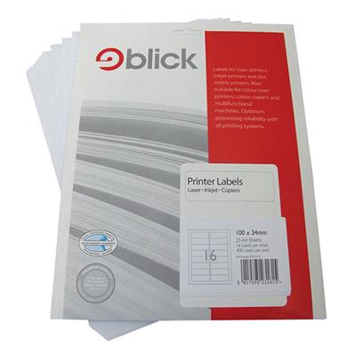 Blick A4 Printer Labels 100mm x 34mm (16 per Sheet) 25pk