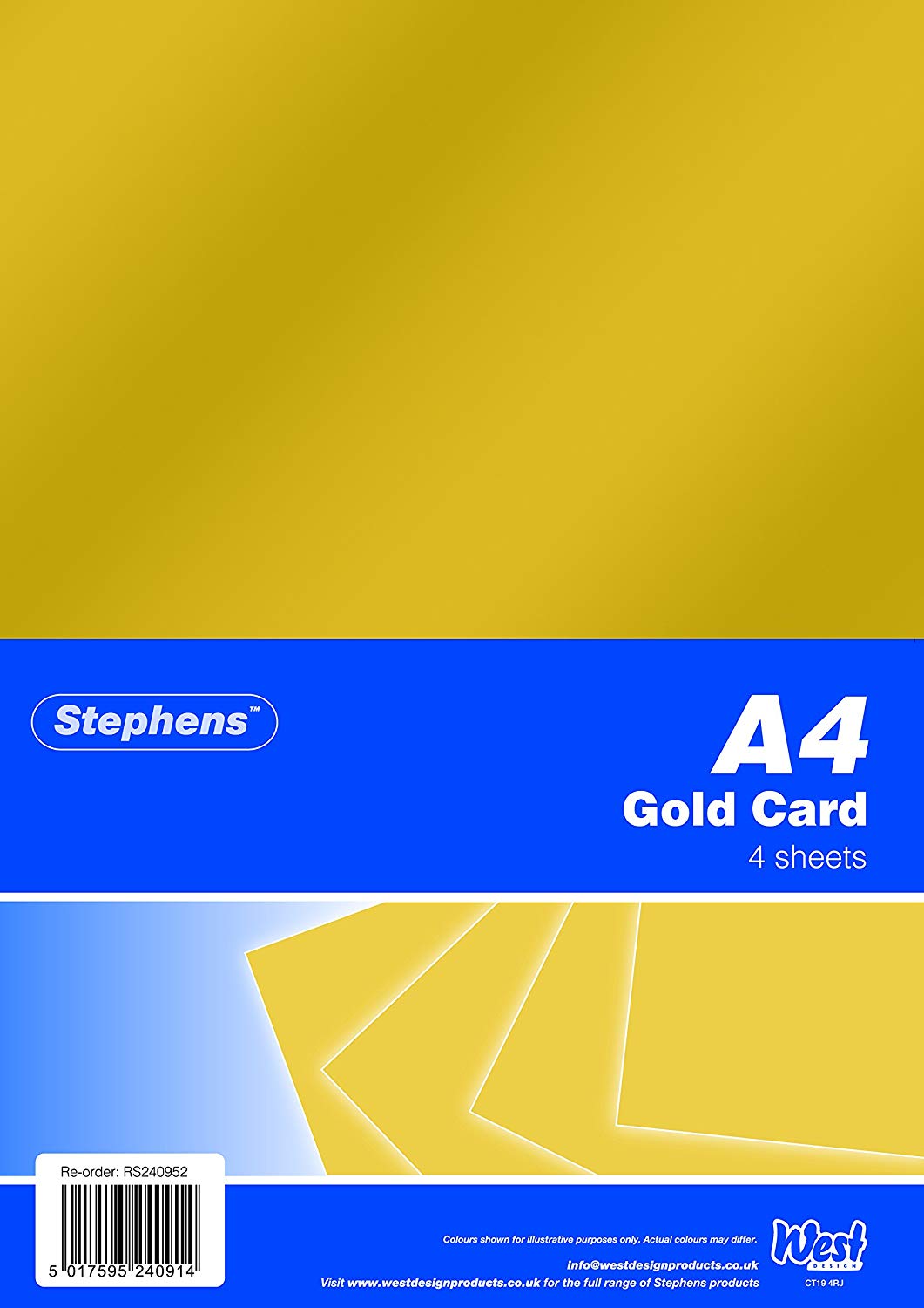 Stephens A4 Gold Card 220gsm 4shts