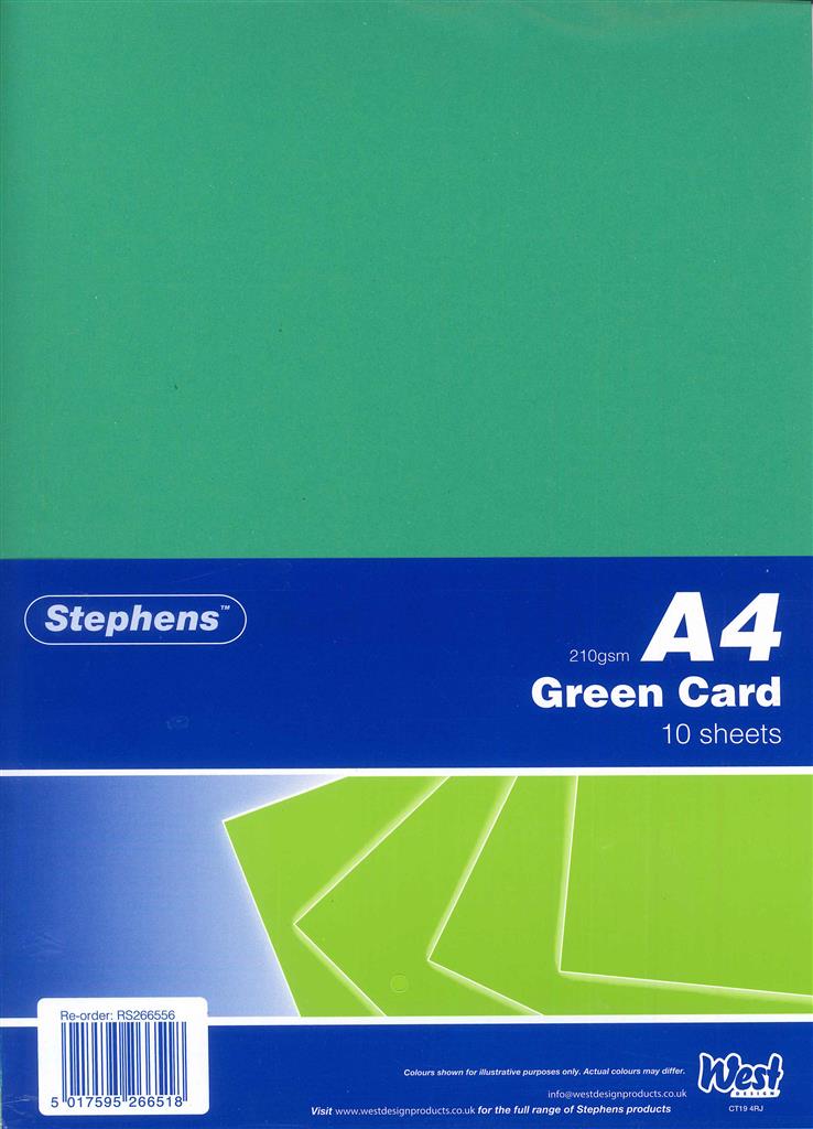 Stephens A4 Green Card 210gsm 10shts