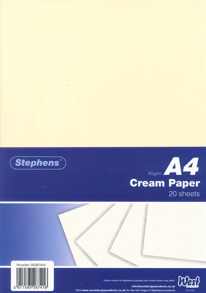 Stephens A4 Cream Card 210gsm 10shts