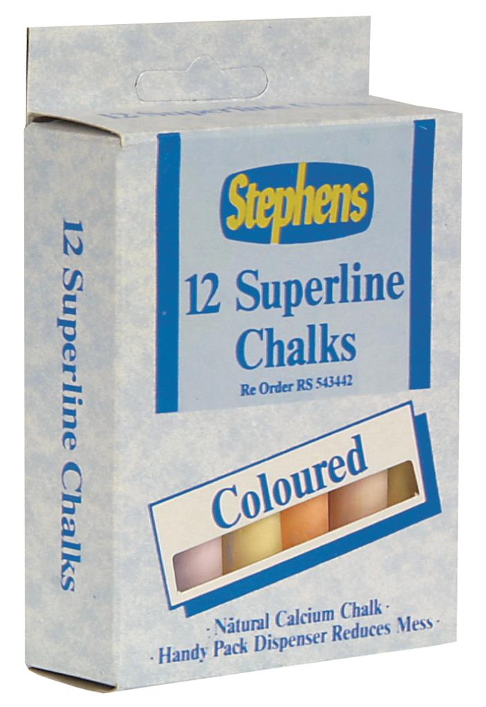 Stephens Coloured Chalk Sticks (12pk)