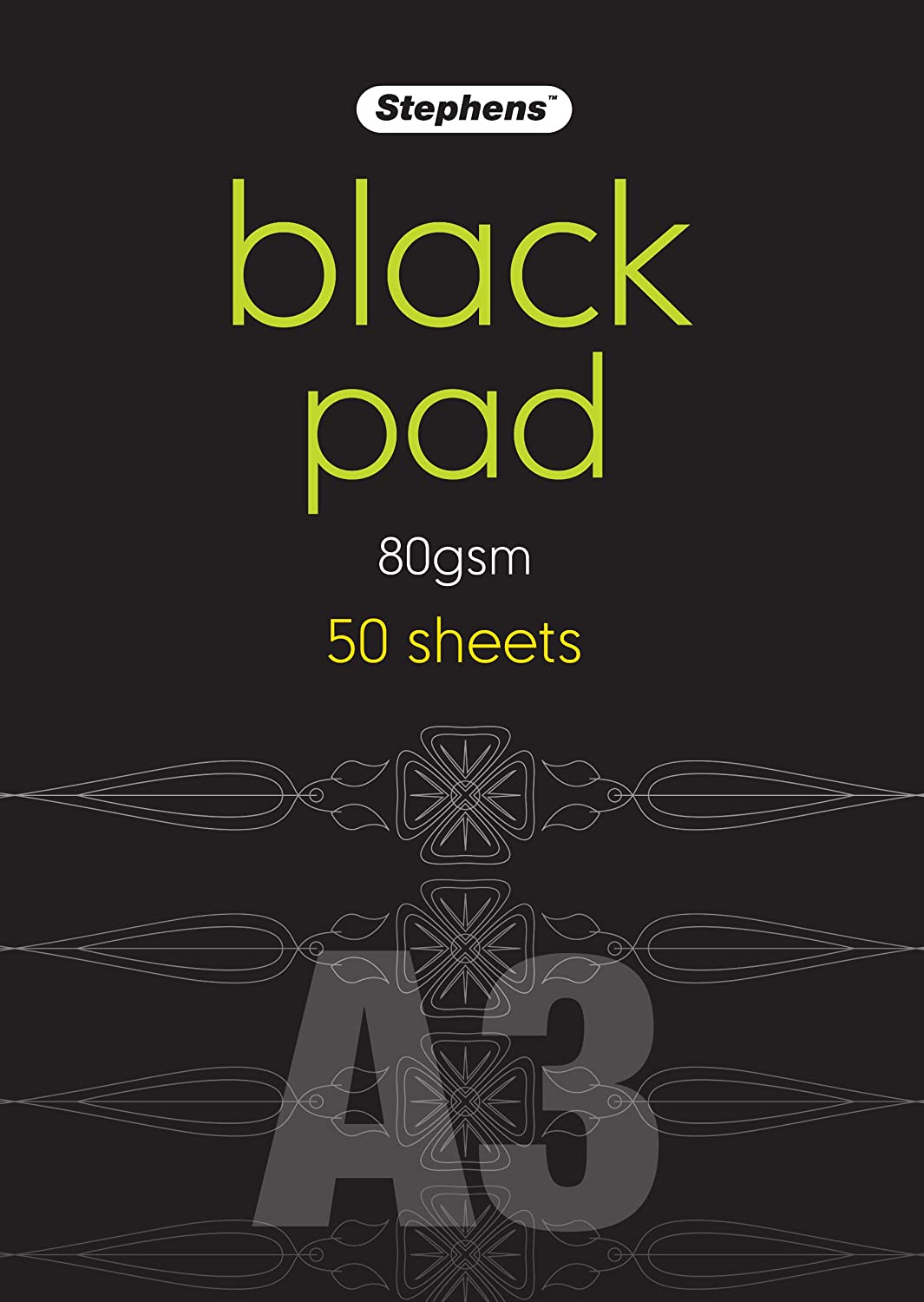 Stephens A3 Black Paper Pad 80gsm 50shts