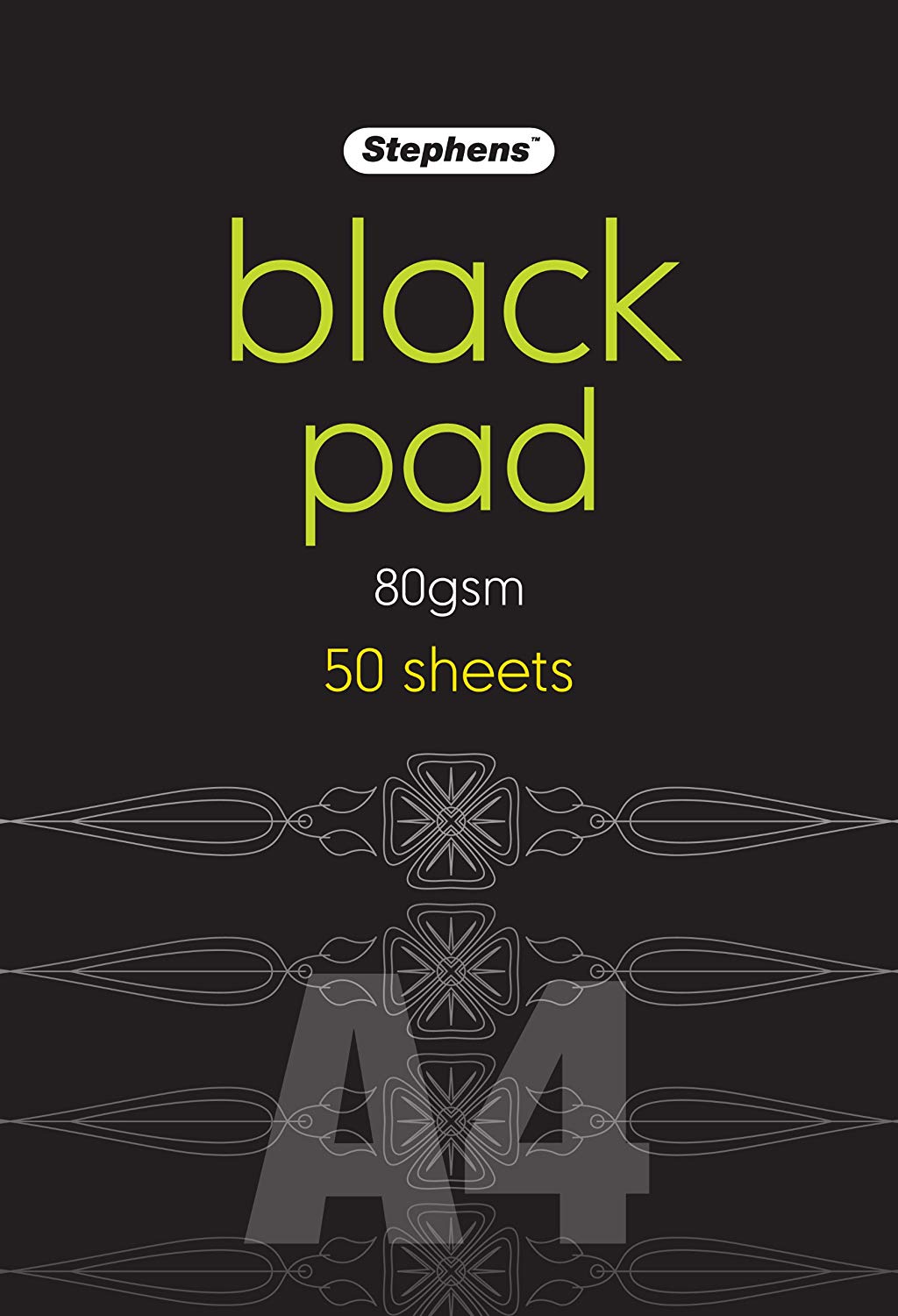 Stephens A4 Black Paper Pad 80gsm 50shts