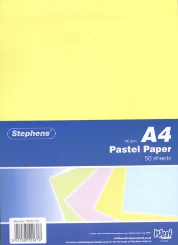 Stephens A4 Pastel Coloured Paper 80gsm 50shts