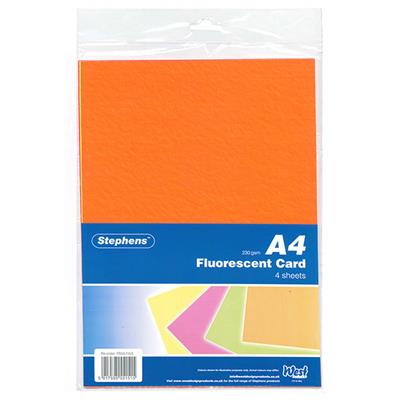 Stephens A4 Fluorescent Card 240gsm 4shts