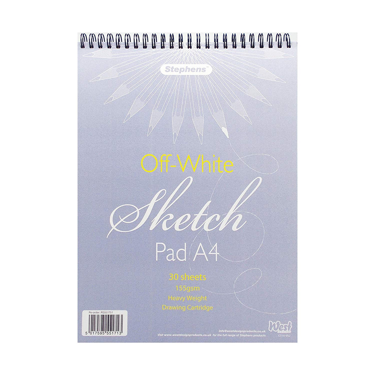 Stephens A4 Off-White Spiral Sketch Pad 155gsm 30shts