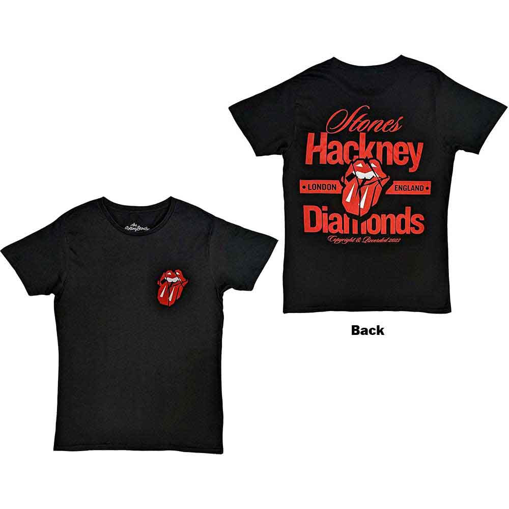 The Rolling Stones Unisex T-Shirt Hackney Diamonds Hackney London (Back Print) Black (S)