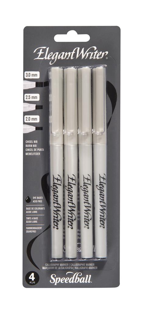 Speedball Elegant Writer Chisel Calligraphy Marker Pens Black (4pcs)