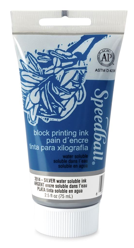 Speedball Water-Soluble Block Printing Ink Silver 75ml (3514)