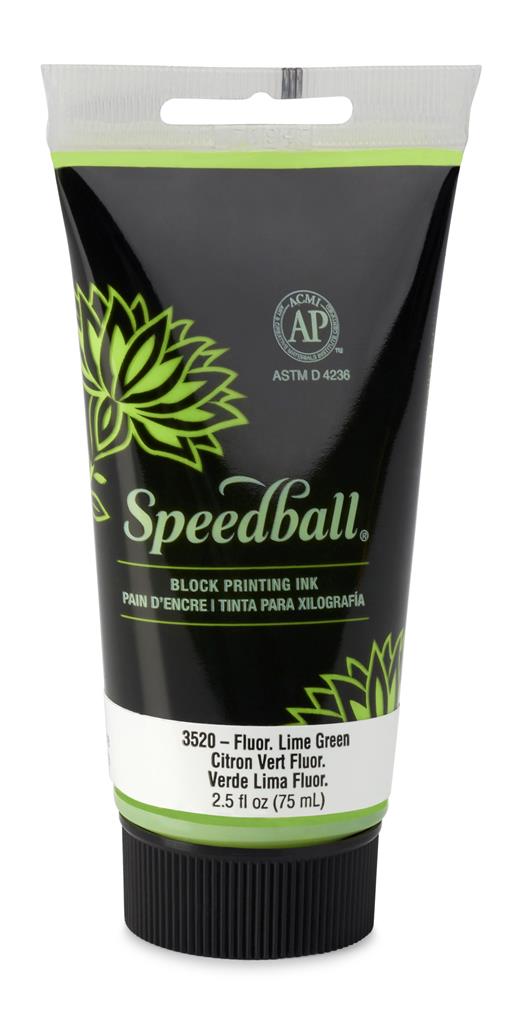 Speedball Water-Soluble Block Printing Ink Fluorescent Lime Green 75ml (3520)