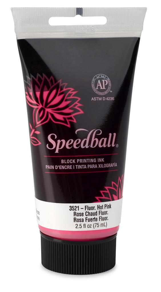 Speedball Water-Soluble Block Printing Ink Fluorescent Hot Pink 75ml (3521)