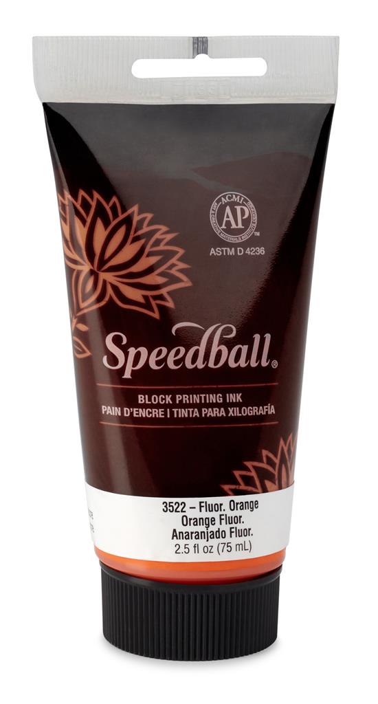 Speedball Water-Soluble Block Printing Ink Fluorescent Orange 75ml (3522)