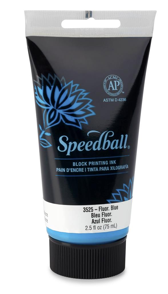 Speedball Water-Soluble Block Printing Ink Fluorescent Blue 75ml (3525)