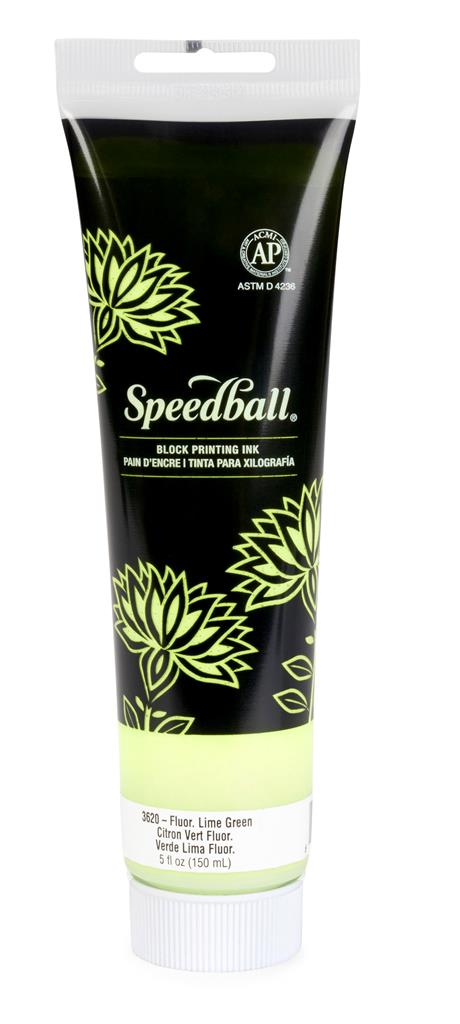 Speedball Water-Soluble Block Printing Ink Fluorescent Lime Green 150ml (3620)