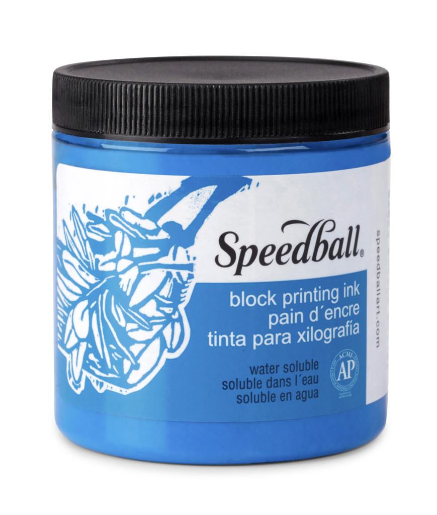 Speedball Water-Soluble Block Printing Ink Blue 8oz (3802)