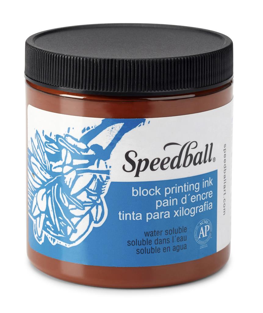 Speedball Water-Soluble Block Printing Ink Brown 8oz (3806)